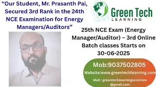 Energy Manager & Energy Auditor  Online Training Course for 25th NCE Exam by BEE