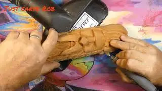 woodcarving Cottonwood bark wood spirit using Dremel 4000 with a flex shaft