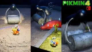 Pikmin 4 - Boss Fight Waterwraith Crazy Roll & Engulfed Castle Cave 100% Treasure, Creatures, Pikmin