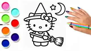 Детский рисунок Hello Kitty 🎀 | Простая раскраска по мотивам мультфильма