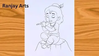 Little Krishna Drawing Tutorial | Krishna Janmashtami Special Art | Chitra