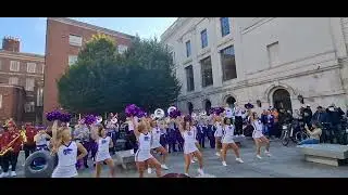K-State Brass Band & Cheerleaders in Dublin before College Football game #farmaggedon