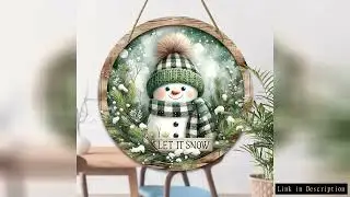 Charming snowman round wooden sign -7.9 