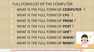 100 Most Commonly used Computer Full Form, Computer Full Form, Abbreviations,full form,Learning keda