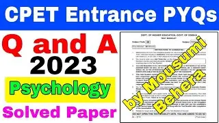 CPET psychology pg entrance previous year question paper 2023//odisha pg entrance psychology PYqs pg