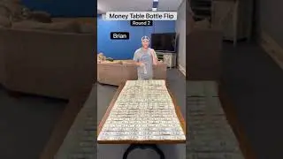 Money Table Bottle Flip!! Round 2!!💵💵💵