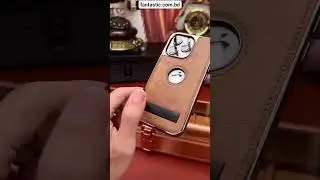 JINDUKA Brand PU Leather Electroplated Bezel CaseInvisible Fold Stand Logo Hole MagSafe Leather Case