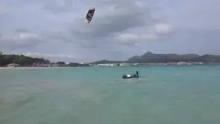 Erste wasserstart kitekurs Mallorca early april 2016 kitemallorca