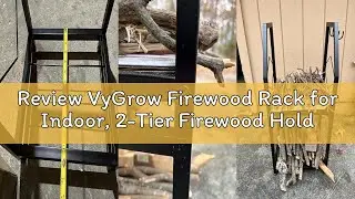 Review VyGrow Firewood Rack for Indoor, 2-Tier Firewood Holder with 3 Hanging Hooks, Heavy Duty Wood