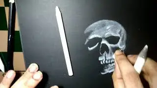 Realistic Skull Drawing | Charcoal on Black Paper | Speed Drawing | Timelapse