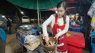 ทำงานเหนื่อยทั้งวันตำปูม้าครกให่ญๆเลี้ยงน้องสาวสาสครูติกมาช่วยงานร้าน