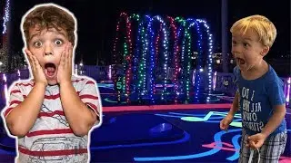 GLOW IN THE DARK OUTDOOR MINI GOLF WITH CHRISTMAS LIGHTS Golf Tricks Family Fun Toy Adventures