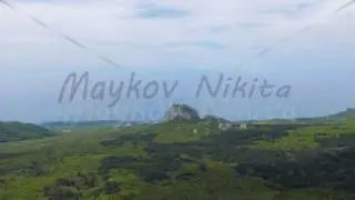 Panorama of the coast of the Crimea. Mountain Bink Isar. Crimea. 4K