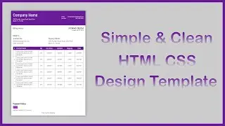 Simple & Clean Purple Invoice Template Using HTML & CSS || Abdus Sabur