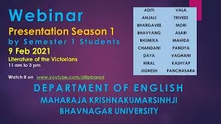 Webinar Season 1 (Morning Slot): Victorian Literature: Presentations by Sem 1 (Batch 2020-22)