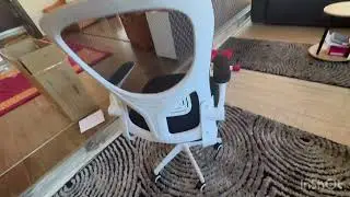 🆕Scaun de birou ergonomic cu suport lombar si cot reglabil, alb🌟unboxing