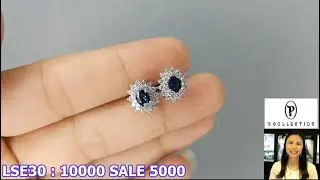 LSE30 : ต่างหูเงินแท้ 925 ฝัง Sapphire