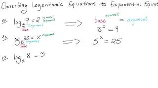 Converting Logarithmic Equations to Exponential Equations