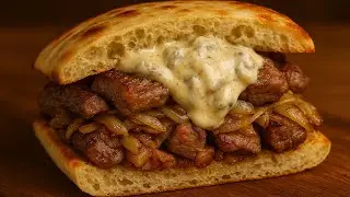 Lamb & Fat Sandwich with Creamy Garlic Mushroom Sauce | ASMR Cooking #asmr #cooking #asmrsounds