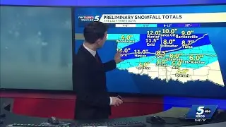 How much snow fell in Oklahoma during the winter storm?
