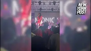 &lsquo;Triggered&rsquo; Monica jumps off stage to confront male concertgoer who punched woman in face