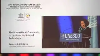 France C&oacute;rdova speaks at UNESCO in Paris, for opening of International Year of Light