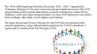 SON Self Organizing Networks Ecosystem