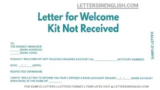 Letter For Welcome Kit Not Received - Sample Complaint Letter to Bank Regarding Account Welcome Kit