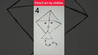How To Draw A Kite Drawing Using Number '4' #kite #simple #art #easyartlover
