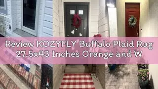 Review KOZYFLY Buffalo Plaid Rug 27.5x43 Inches Orange and White Checke Rug Halloween Fall Door Mat