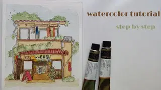 Easy watercolor house : Cute House Drawing : Watercolor tutorial for beginner #tutorial #art