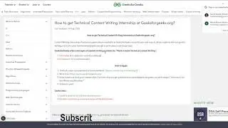 Geeks for Geeks Internship | Content Writer Intern
