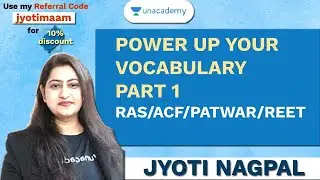 Power up your Vocabulary Part-I for RAS/ACF/REET/PATWAR | Jyoti Nagpal | RPSC