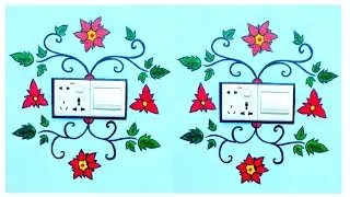 Easy flower Hand paint on wall #switch board simple #decoration  with #Acrylic/Fabric for beginner's