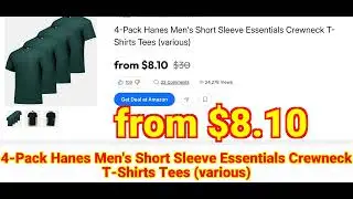 2026-01-14 4-Pack Hanes Men's Short Sleeve Essentials Crewneck T-Shirts Tees (various)