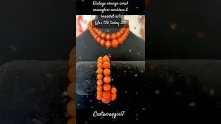 RETRO MOON GLOW NECKLACE & BRACELET SET IN ORANGE OR CORAL LUCITE Read description for details