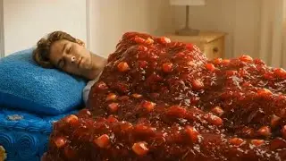 Beds from strawberry jam & blueberry cake ASMR relaxation video google veo3 satisfying relax sleep