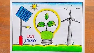 Energy Conservation Day Drawing / How to Draw Save Energy Poster Step by Step / Save Energy Drawing 