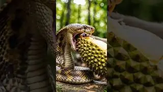 monyet konyol.. ⁉️menyuruh ular cobra memakan durian #wildlife #animals #fypshorts