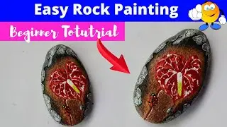 How to paint flowers on rocks | flower rock painting | easy rock painting tutorial | part65
