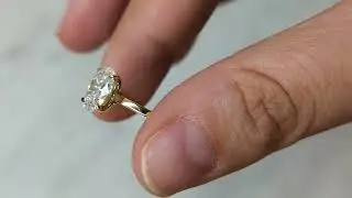 14K Yellow Gold 1.25ct Oval Moissanite Solitaire Engagement Ring | Talon Prong Dainty Promise Ring