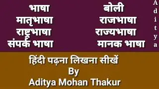 भाषा क्या हैं ? राजभाषा ,राष्ट्रभाषा ,मातृभाषा ,बोली,मानकभाषा और संपर्क भाषा ,हिंदी सीखें By AdityaM