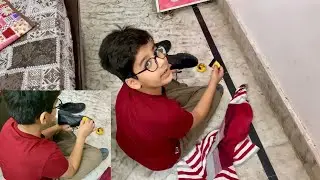 School Shoes  Polish Kar Raha 😂🤣|| #vlog #viralvlog #chhabrafamilyvlogs