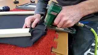 Acoustic fabric panel wrapping with no fold flat corners.