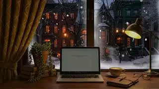 ❄️Cozy Winter Townhouse Study Ambience | Snowy Night, Typing, Howling Wind Keyboard ASMR