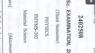M.Sc 3 sem previous year question paper Material Science 2024| Material Science question paper