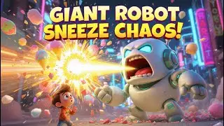 🤖🍦 GIANT ROBOT SNEEZE CHAOS! | Funny Futuristic Kids Animation | David & Goliath Style Adventure