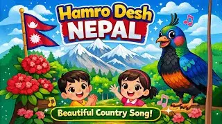 Hamro Desh Nepal 🇳🇵 | Beautiful Country Song for Kids | National Flag, Flower & Bird | Cartoon Rhyme
