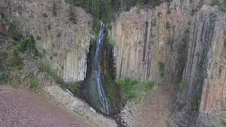 Drone flight to Palisade Falls near Bozeman, Montana