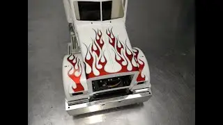 Flame striping decal kit for Tamiya Grand Hauler, 2 shades of Candy Red and Silver metallic outline